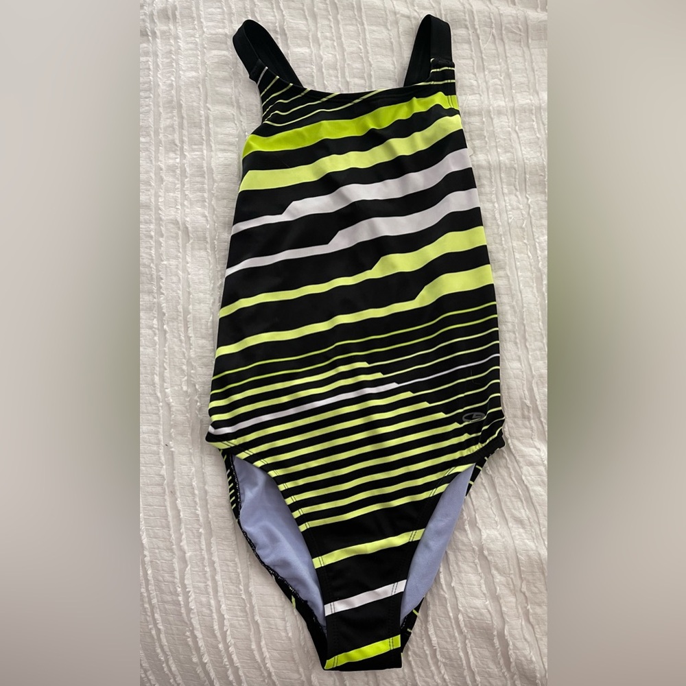 Girls Striped Racerback One Piece Swimsuit- Champion SMALL 4-6